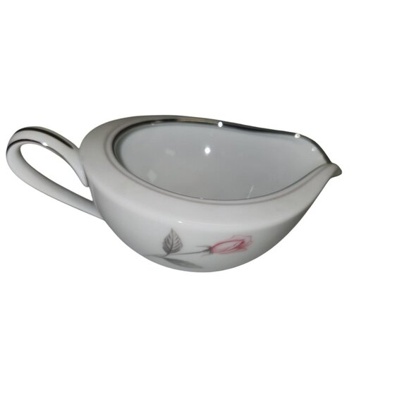 Noritake Rose China Gravy Boat With Silver Trim - Picture 1 of 9